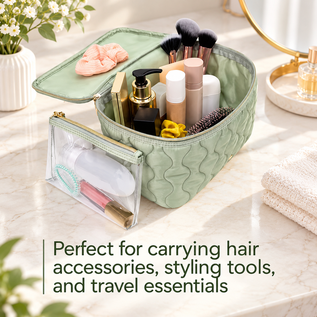 2-Piece Quilted Beauty Organizer Set