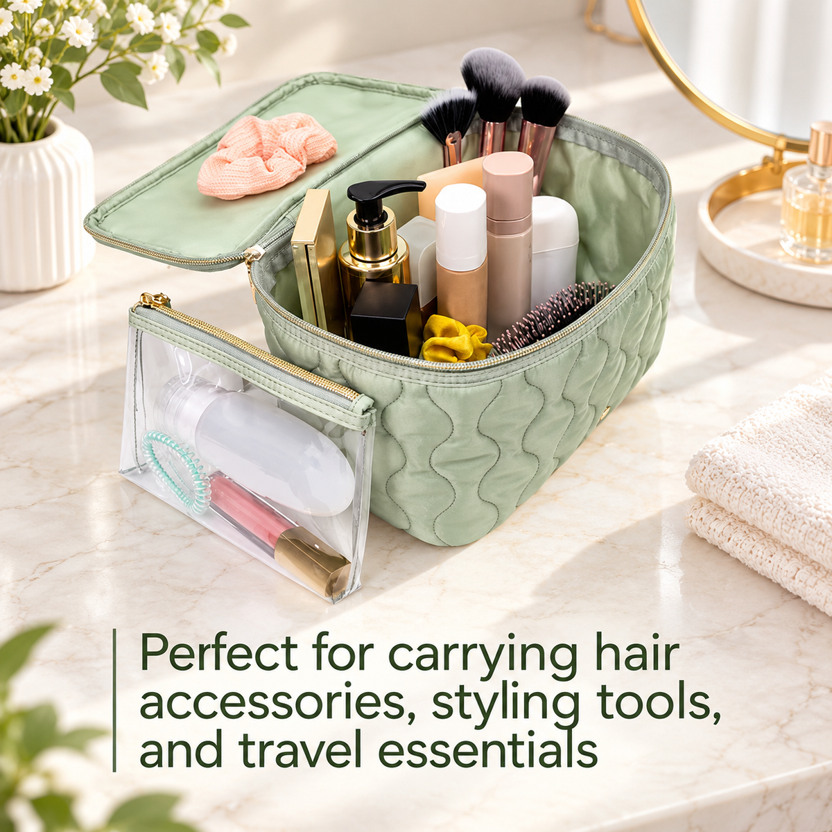 2-Piece Quilted Beauty Organizer Set