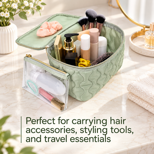 2-Piece Quilted Beauty Organizer Set