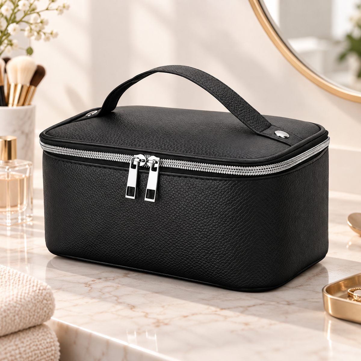 Portable Cosmetic Makeup Train Case
