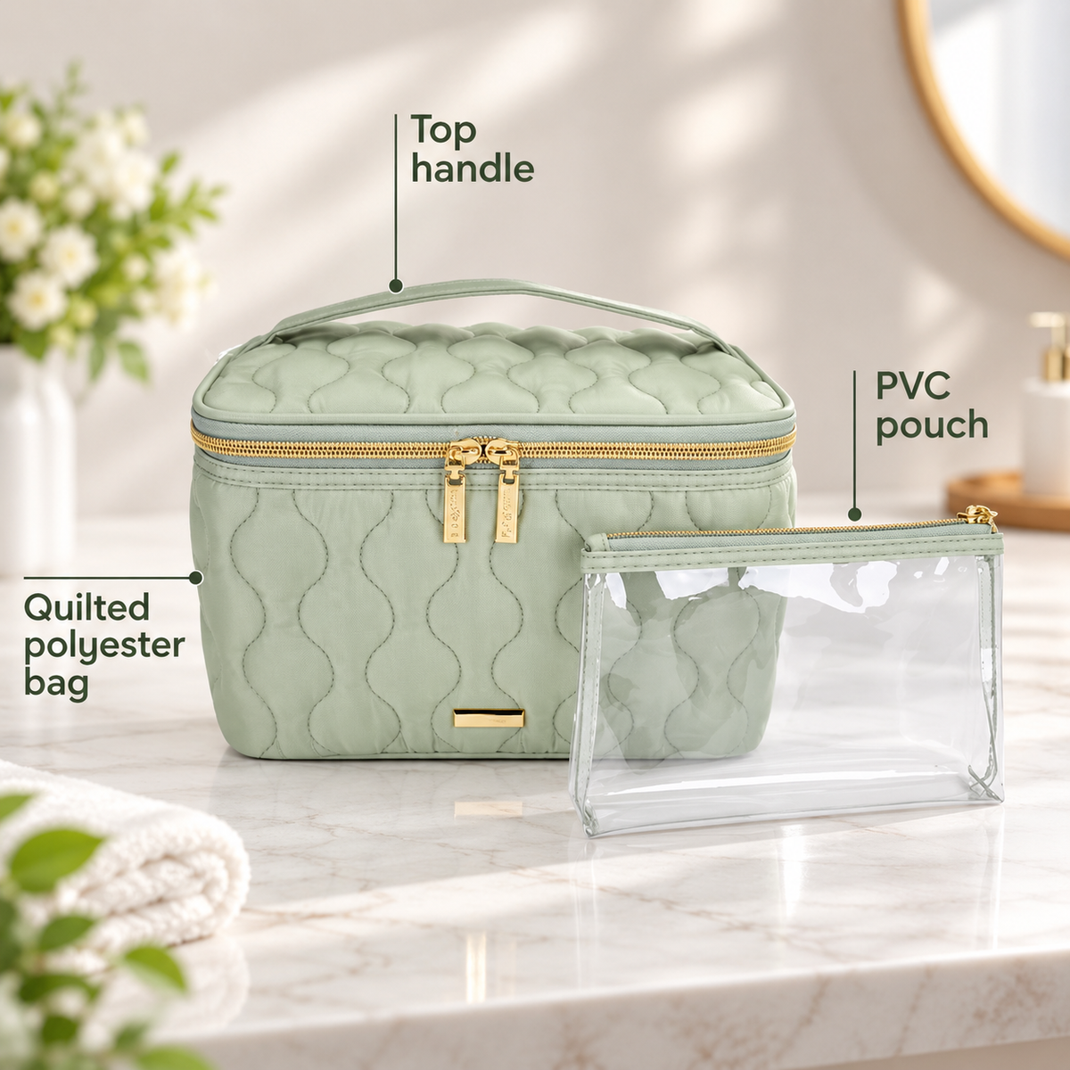 2-Piece Quilted Beauty Organizer Set