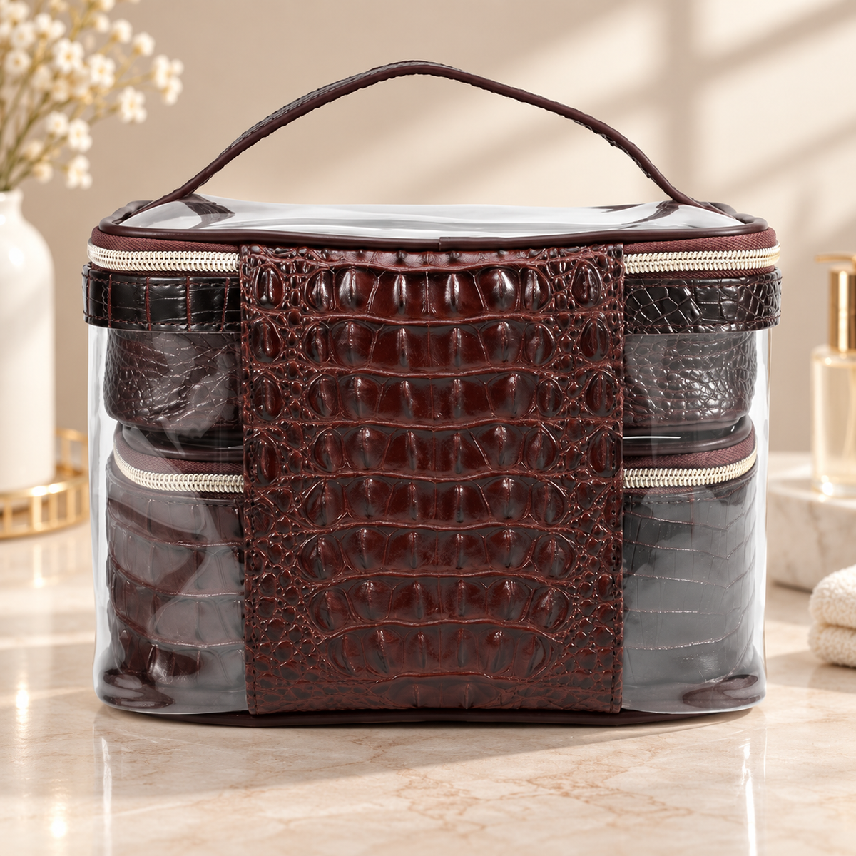4-Piece Clear Cosmetic Organizer Set