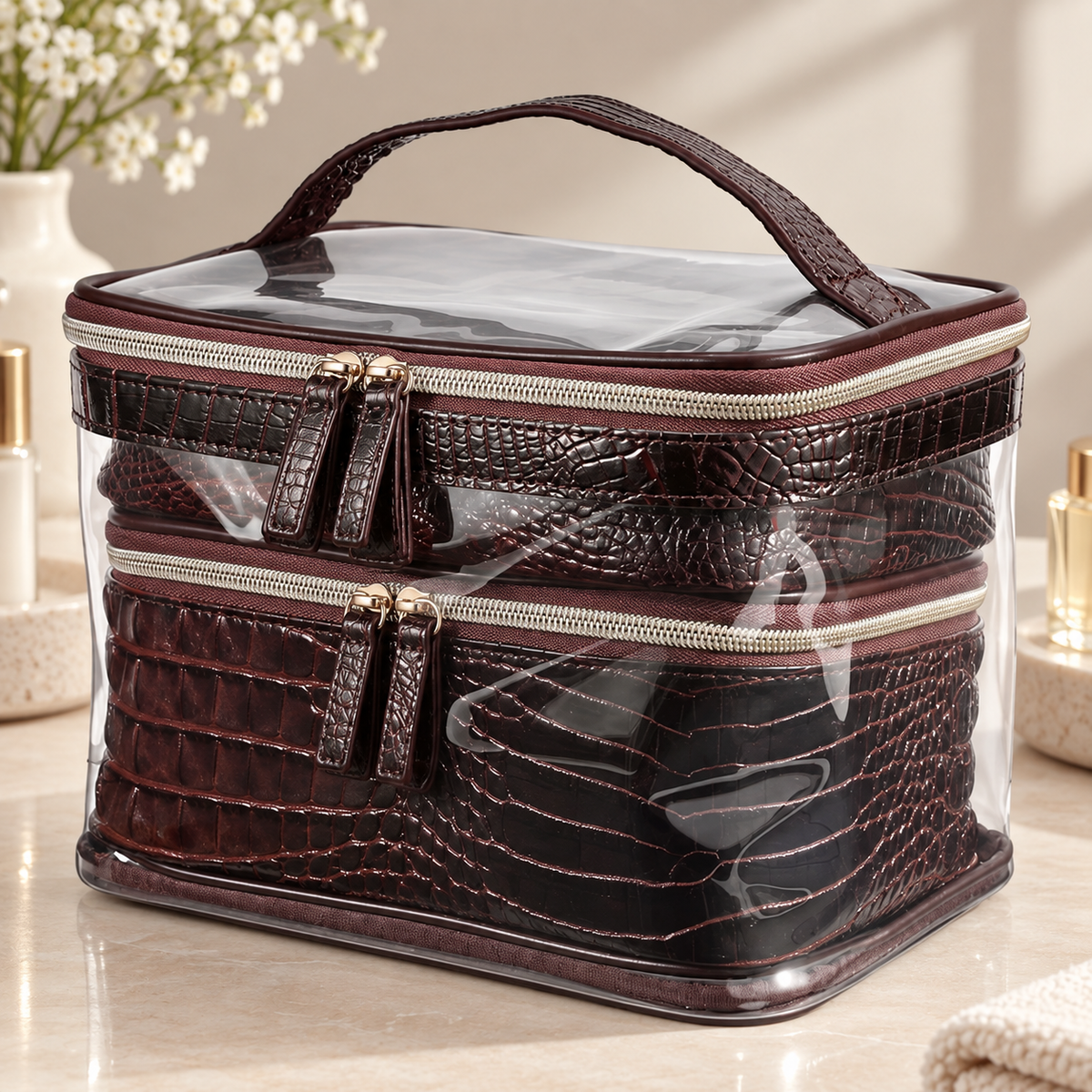 4-Piece Clear Cosmetic Organizer Set