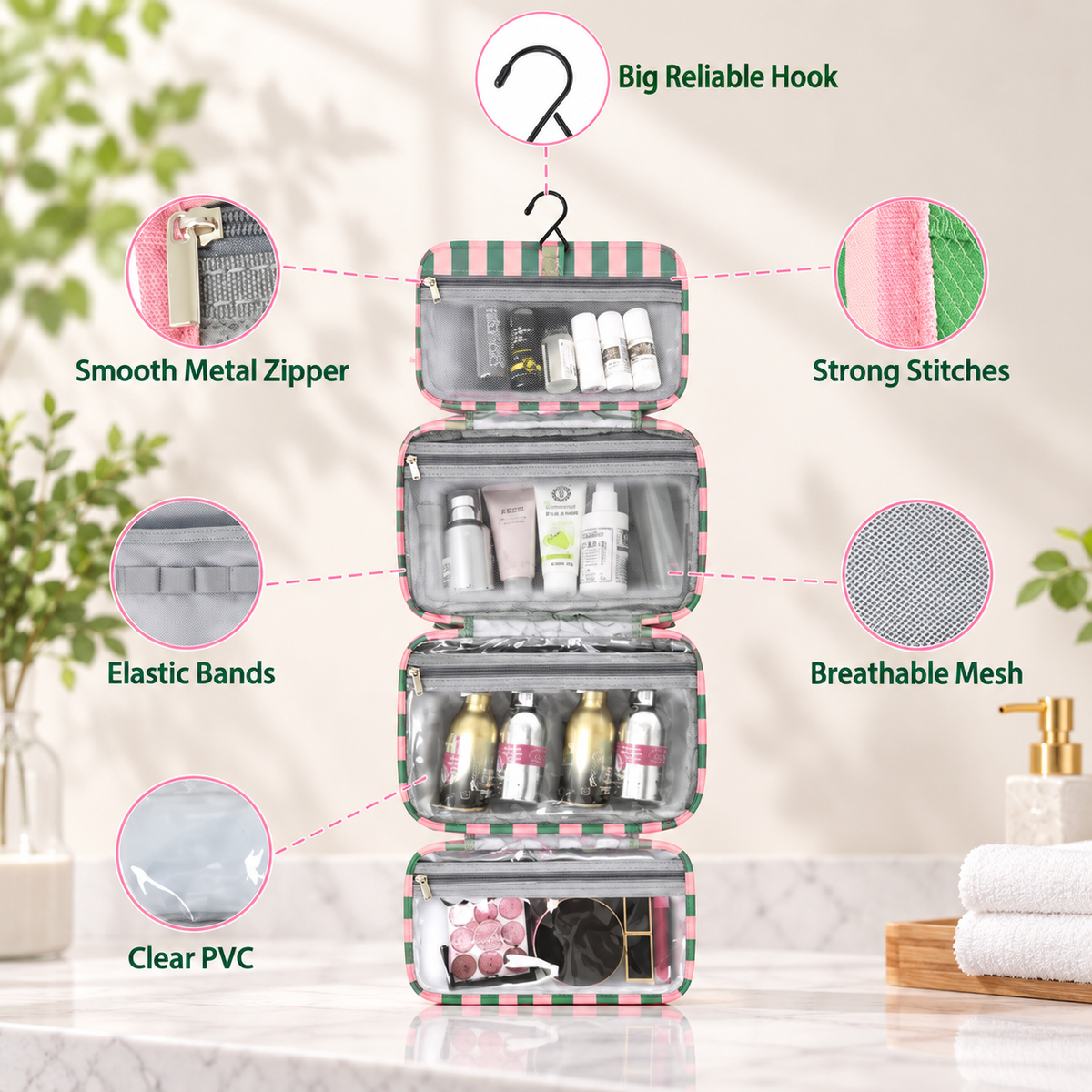 Hanging Foldable Makeup Organizer Bag