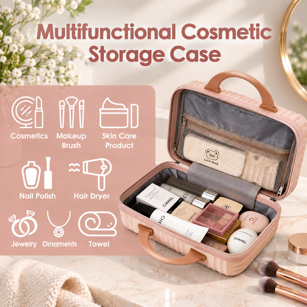 Hard Shell Travel Makeup Organizer