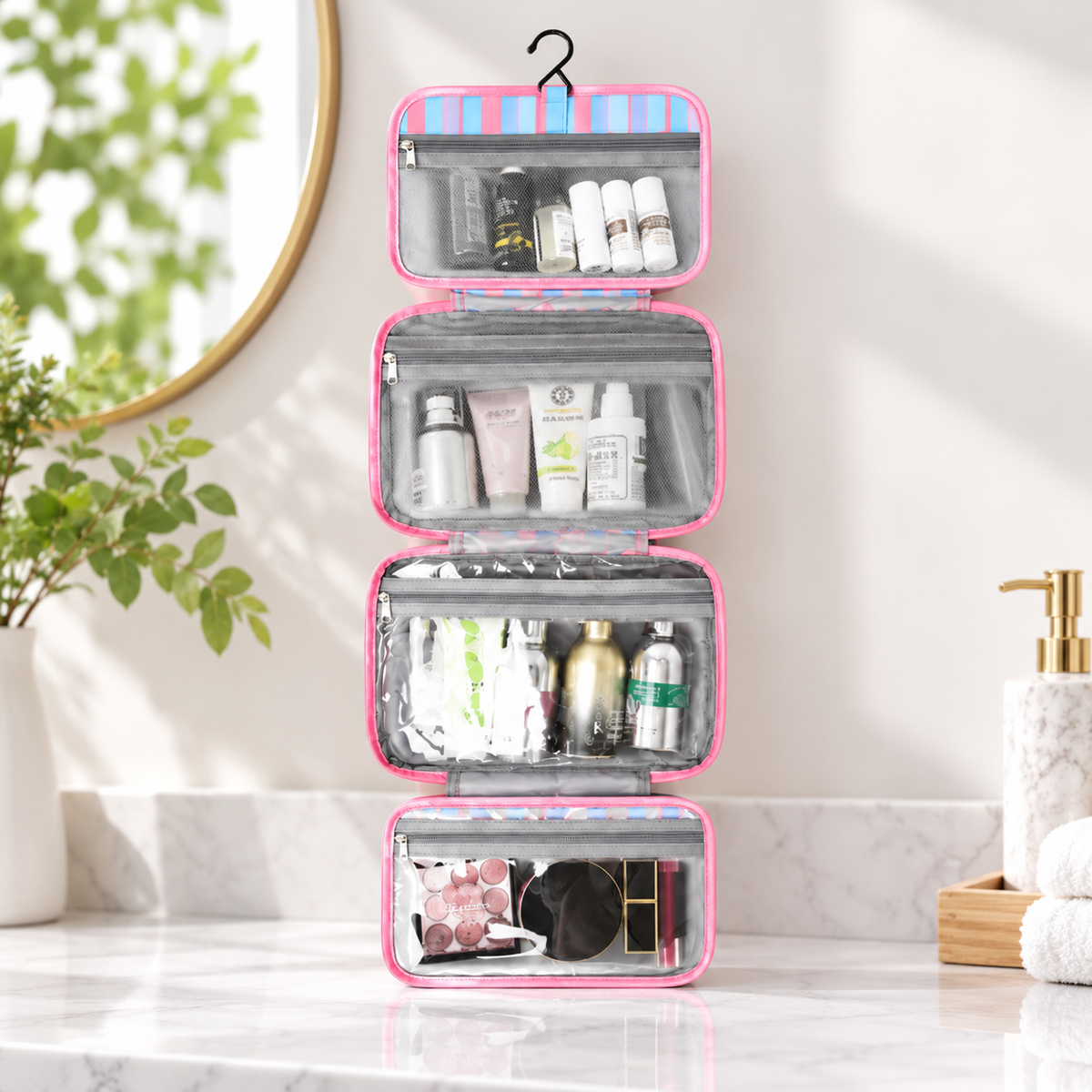 Hanging Foldable Makeup Organizer Bag