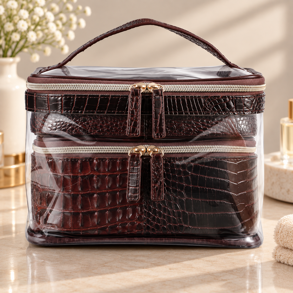 4-Piece Clear Cosmetic Organizer Set