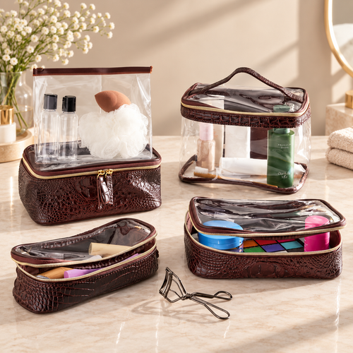 4-Piece Clear Cosmetic Organizer Set