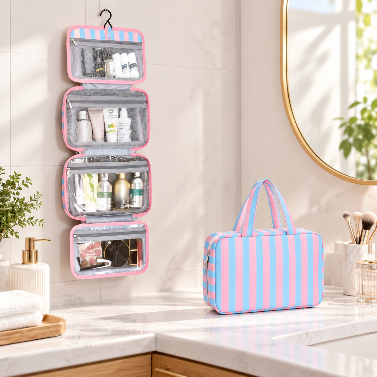 Hanging Foldable Makeup Organizer Bag