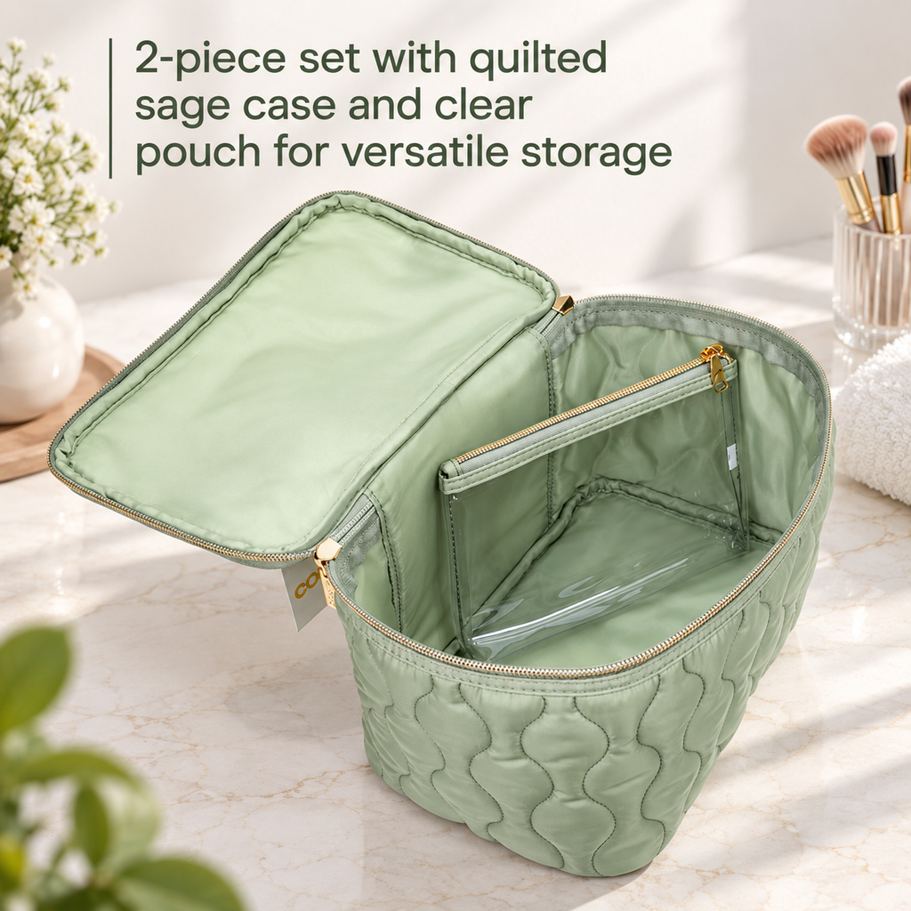 2-Piece Quilted Beauty Organizer Set