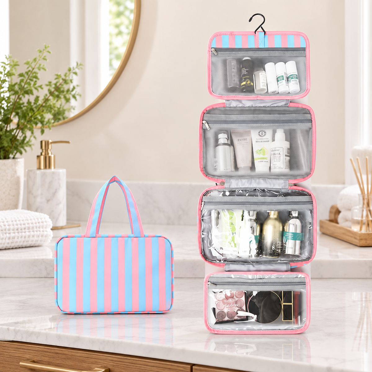 Hanging Foldable Makeup Organizer Bag