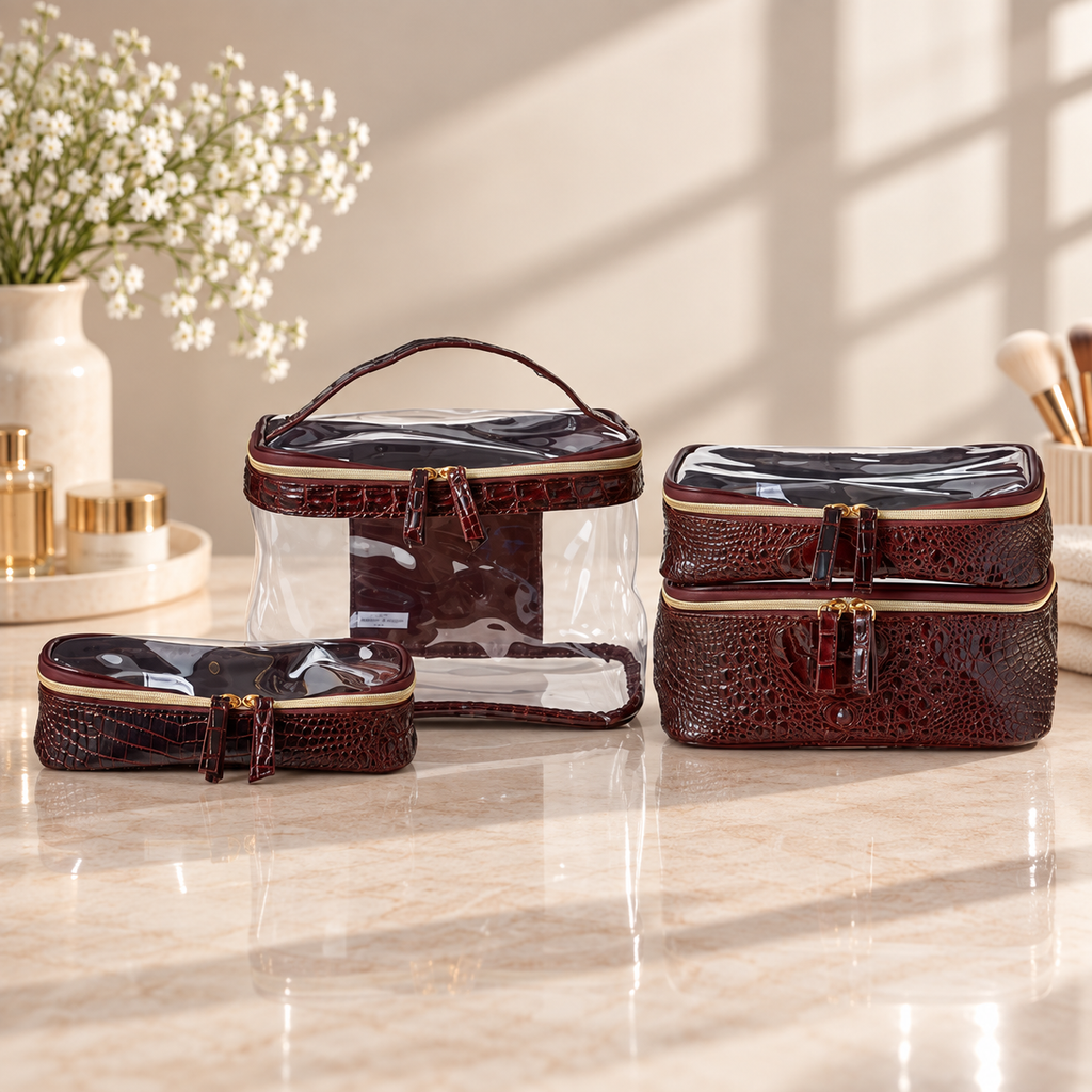 4-Piece Clear Cosmetic Organizer Set