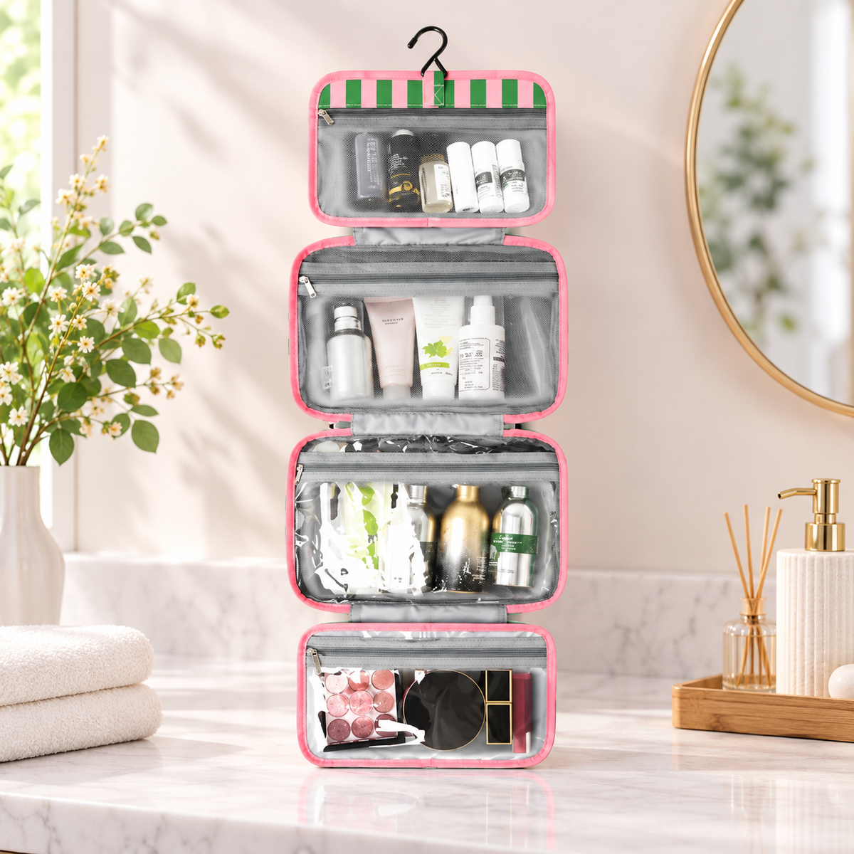 Hanging Foldable Makeup Organizer Bag