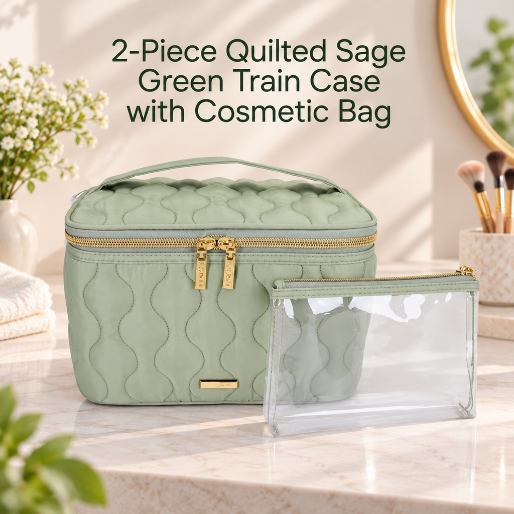 2-Piece Quilted Beauty Organizer Set