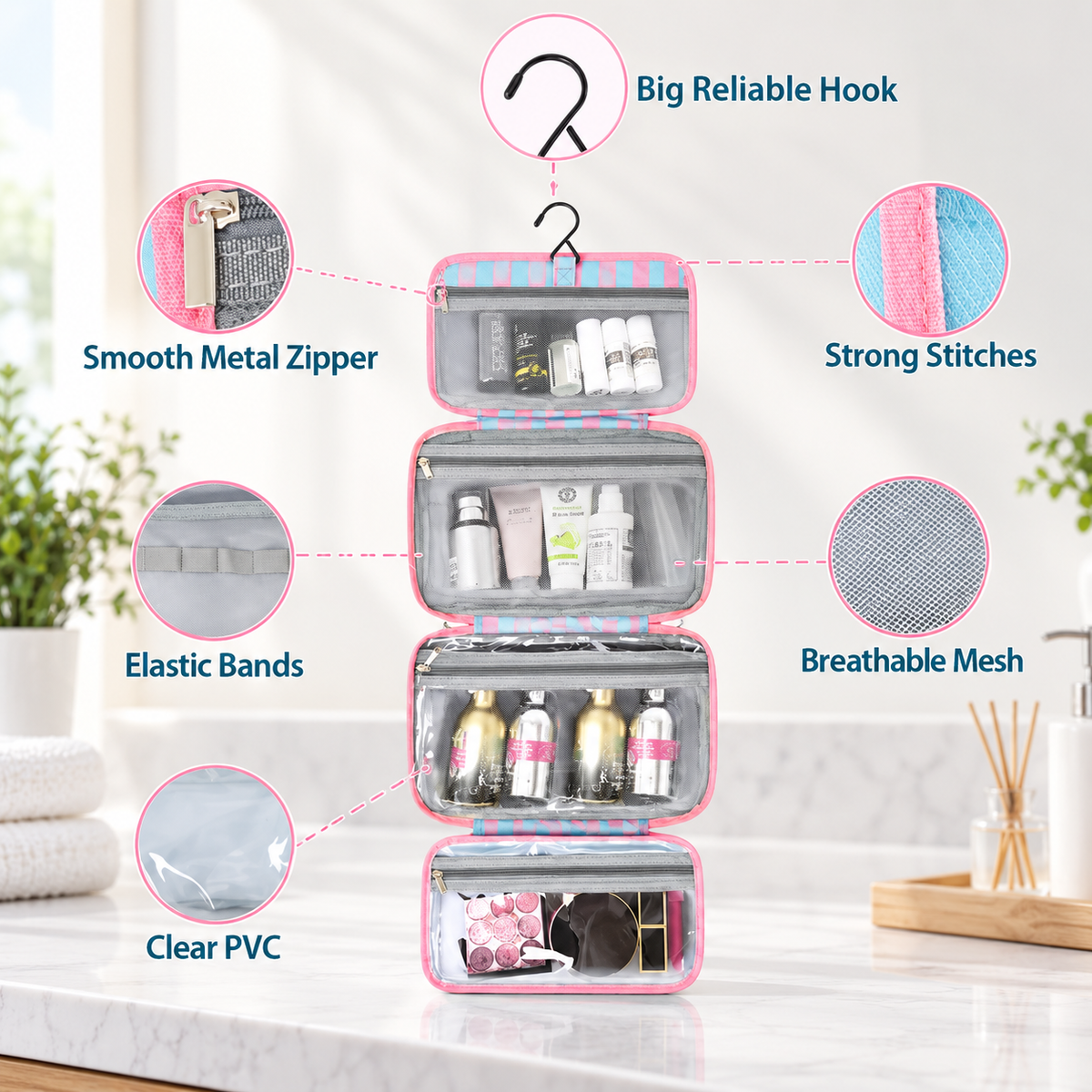 Hanging Foldable Makeup Organizer Bag